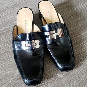 Salvatore Ferragamo Black Patent Leather Mules - Women's Size 6.5